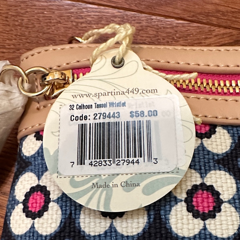 Spartina 449 Navy and Pink Floral Wristlet - Picture 3 of 5